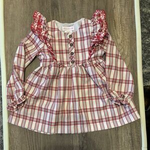 Bonnie Jean Toddler Girl Holiday Christmas Plaid Ruffle Dress VGUC 4T